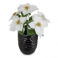 18 Inch White Poinsettia Bush With 5 Flowers (Set Of 4)