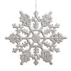 8 Inch Silver Glitter Snowflake Ornament: Set Of 12