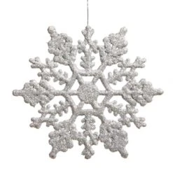 8 Inch Silver Glitter Snowflake Ornament: Set Of 12