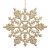 8 Inch Champagne Glitter Snowflake Ornament: Set Of 12