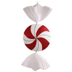 37 Inch Red-White-Green Flat Swirl Candy Ornament