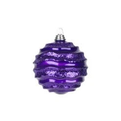 8 Inch Plum Candy Glitter Wave Ball Ornament