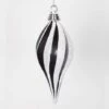8 Inch Black-White Candy Glitter Swirl Drop Ornament