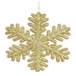 13.75 Inch Gold Glitter Snowflake Ornament