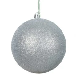 3 Inch Silver Glitter Ball Ornament: Set Of 12