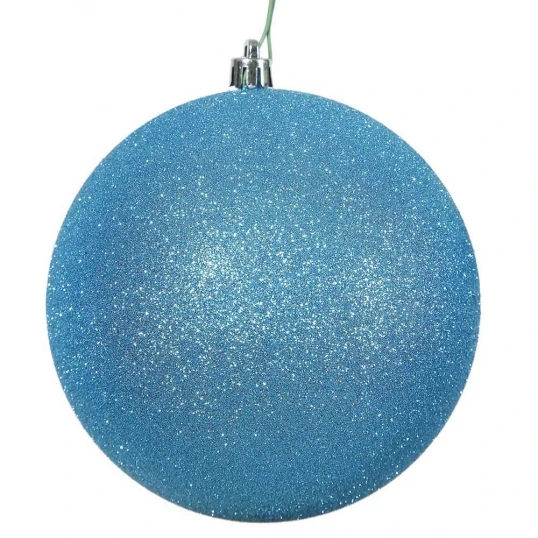 4.75 Inch Turquoise Glitter Ball Ornament: Set Of 4 1 4.75 Inch Turquoise Glitter Ball Ornament: Set Of 4