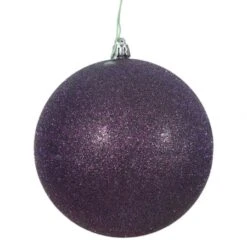 3 Inch Plum Glitter Ball Ornament: Set Of 12