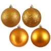 10 Inch Antique Gold 4-Finish Ball Ornament: Set Of 4