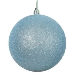 4.75 Inch Baby Blue Glitter Ball Ornament: Set Of 4