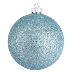 4 Inch Baby Blue Sequin Ball Ornament: Set Of 6