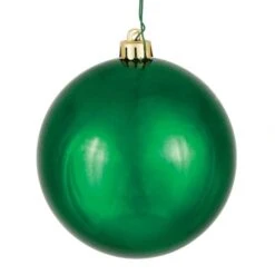 2.4 Inch UV Resistant Emerald Shiny Ball Ornament: Set Of 24