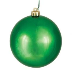 2.4 Inch UV Resistant Green Shiny Finish Ball Ornament: Set Of 24