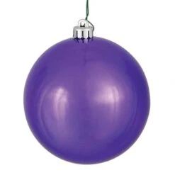 3 Inch UV Resistant Plum Shiny Ball Ornament: Set Of 12