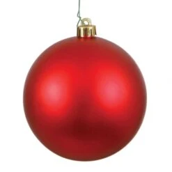 3 Inch UV Resistant Red Matte Ball Ornament: Set Of 12