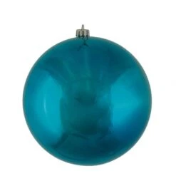3 Inch UV Resistant Sea Blue Shiny Ball Ornament: Set Of 12
