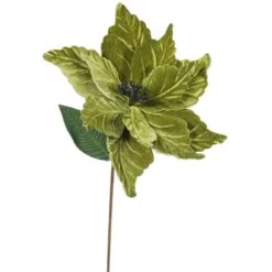 22 Inch Velvety Olive Poinsettia - 12 Inch Flower: Set Of 6