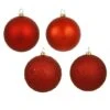 8 Inch Red 4-Finish Ball Ornament: Set Of 4
