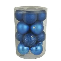 1.6 Inch Blue 4 Assorted Finish Ball Ornaments (Set Of 96)
