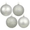 6 Inch Silver 4-Finish Ball Ornament: Set Of 4