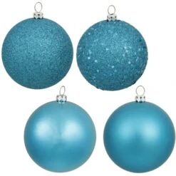 2.75 Inch Matte, Shiny, Sequin & Glitter Ornament (set Of 20): Turquoise