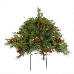 24 Inch Cibola Berry Mixed Pine Bush: Clear LEDs