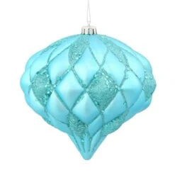 5.7 Inch Matte-Glitter Christmas Diamond Ornament: Teal
