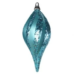 12 Inch Christmas Candy Glitter Swirl Drop Ornament: Teal