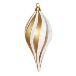 12 Inch Christmas Candy Glitter Swirl Drop Ornament: Gold-Silver