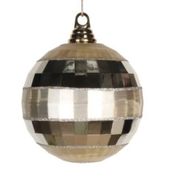 5.5 Inch Champagne Shiny-Matte Mirror Ball Ornament