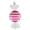 13 Inch Cerise-White Striped Flat Candy Ornament