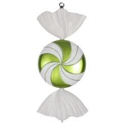 18.5 Inch Lime-White Flat Swirl Candy Ornament