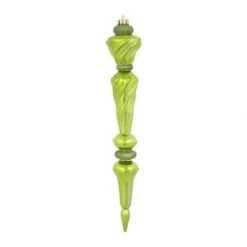 12 Inch Lime Shiny Icicle Drop Ornament: Set Of 3