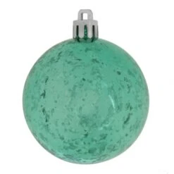 4 Inch Teal Shiny Mercury Ball Ornament: Set Of 6