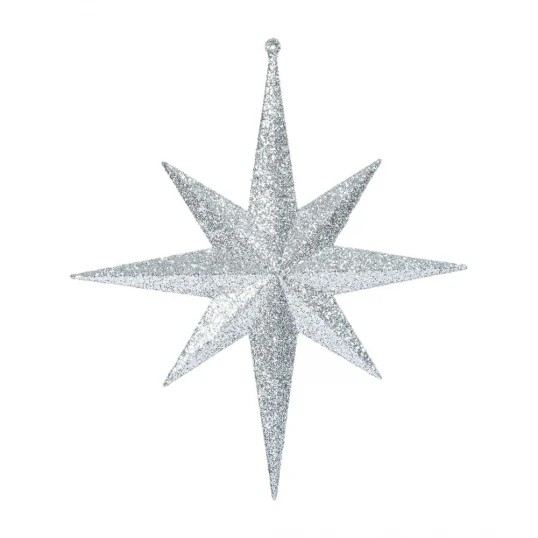 12 Inch Silver Iridescent Glitter Bethlehem Star Ornament: Set Of 2 1 12 Inch Silver Iridescent Glitter Bethlehem Star Ornament: Set Of 2