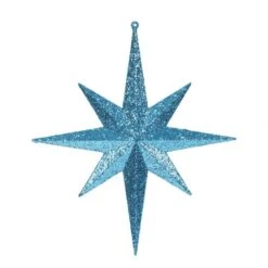 12 Inch Teal Iridescent Glitter Bethlehem Star Ornament: Set Of 2
