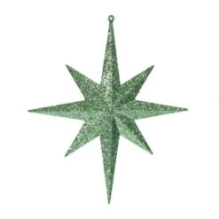 12 Inch Celadon Iridescent Glitter Bethlehem Star Ornament: Set Of 2