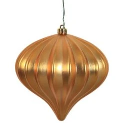 5.7 Inch Matte Antique Gold UV Protected Onion Ornament (Set Of 3)