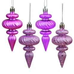 2 Inch Mauve Assorted Finial Ornaments (Set Of 8)