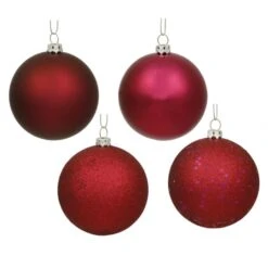 3 Inch Matte, Shiny, Sequin & Glitter Finished Ornament (set Of 16): Wine