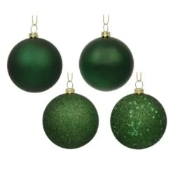 2.4 Inch Shatterproof Emerald 4 Finish Plastic Christmas Ball Ornament (Set Of 24)