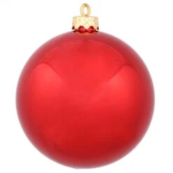 3 Inch Christmas Red Shiny Ball Ornament: Set Of 32