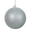 6 Inch Silver Glitter Ball Ornament: Set Of 4