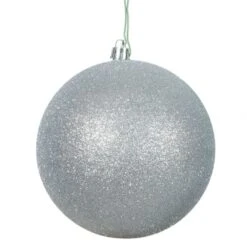 6 Inch Silver Glitter Ball Ornament: Set Of 4
