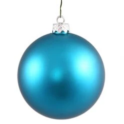 4 Inch Turquoise Matte Ball Ornament: Set Of 6