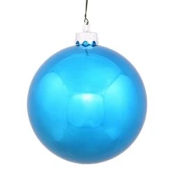 6 Inch Turquoise Shiny Ball Ornament: Set Of 4