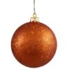 4 Inch Burnish Orange Sequin Ball Ornament: Set Of 6