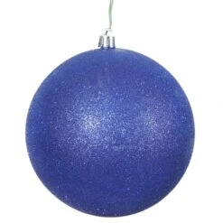 6 Inch Cobalt Glitter Ball Ornament: Set Of 4