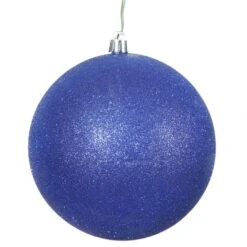 10 Inch Cobalt Blue Glitter Ball Christmas Ornament