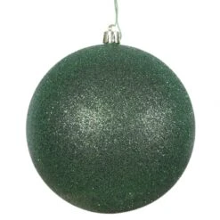 4 Inch Emerald Glitter Ball Ornament: Set Of 6