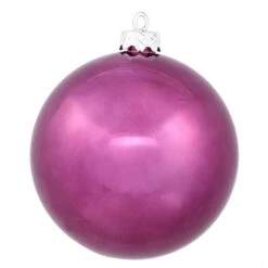 6 Inch Plum Shiny Ball Ornament: Set Of 4